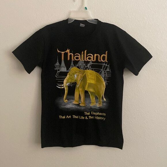 SUPER Men’s Black 100% Cotton T Shirt with Elephant Print Size L NWOT - Picture 1 of 4
